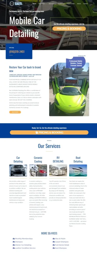 Norcal Mobile Car Detailing home page